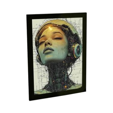 Imagem de Quadro Decorativo Mulher Ciborgue Cyberpunk Ilustração Decoração Poster Quarto Sala