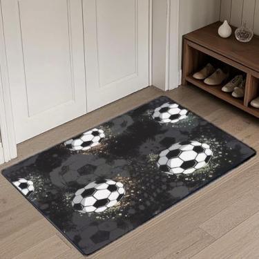 Imagem de Tapete infantil 2 x 3 tapetes esportivos divertidos para meninos meninas crianças com estampa de bolas com tapete de porta tapetes de futebol para sala de estar aplique no baile quarto sala de jogos