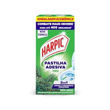 Imagem de Harpic Limpador e Aromatizador Sanitário Pastilha Adesiva Power 2 em 1 Pinho 3 unidades - Leve 3 Pague 2
