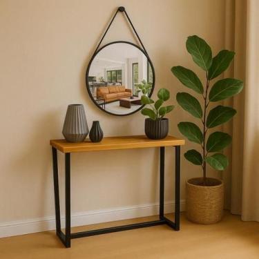 Imagem de Aparador Mesa De Madeira Buffet Para Sala de Estar Salão Beleza Cosmét