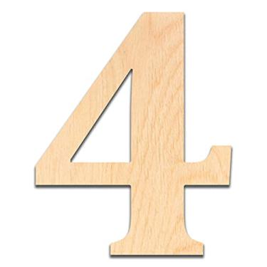 Imagem de Letras de madeira inacabadas com espessura de 0,6 cm. Cortado de madeira compensada de bétula, pronto para pintura ou coloração. Excelente para decoração de casa, placas de escritório e decorações de festa., 4, 2", 1