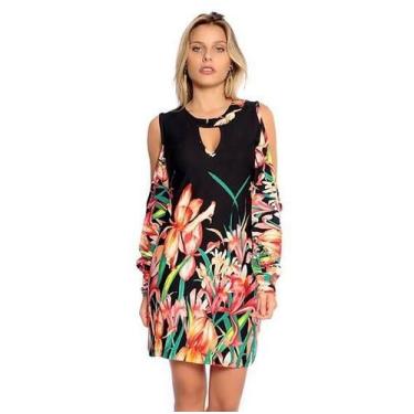 Imagem de Vestido Curto Viscolycra Manga Longa Ombro Nu Tropical F081 - Vitrine 