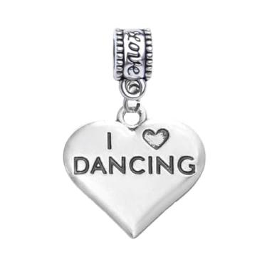 Imagem de Miçanga I Love Dancing – Pingente de coração – Compatível com Pandora, Chamilia, Troll e Pulseiras Europeias – Balé, Jazz, Salão de Baile, Presente de Dança para Dançarinos