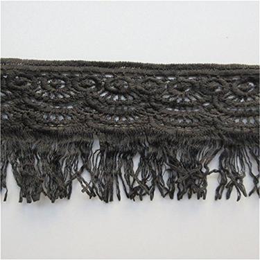 Imagem de Fita de acabamento de borda de renda com franja de algodão de 2 jardas 7,6 cm de largura, estilo vintage, branco, preto, bordado, aplique de costura, artesanato, casamento, vestido de noiva, extensor