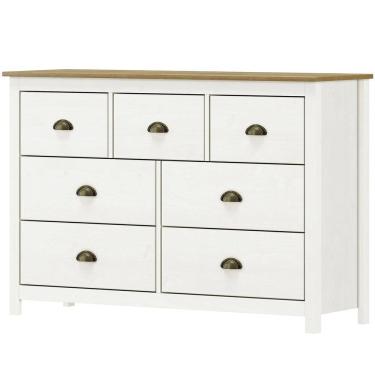 Imagem de Comoda 7 Gavetas Madeira Maciça 125 cm 9174 Branco Freijo Milani Store