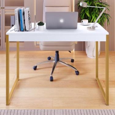 Imagem de Mesa Escrivaninha Estilo Industrial Pés de Ferro Estudo e Escritório H