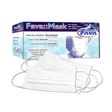 Imagem de Máscara Cirúrgica Descartável com Elástico - Fava, Branca