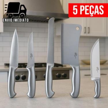Imagem de Conjunto de Facas Profissionais para Cozinha Faca Profissional Pão Des