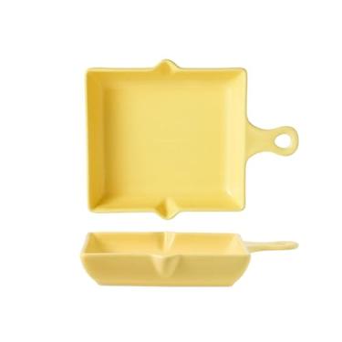 Imagem de Prato de cozimento de pizza para bife Prato de salada de frutas criativo e adorável para uso doméstico - amarelo