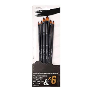 Imagem de Conjunto de 6 pincéis de tinta acrílica, nylon macio, multiuso, profissional, aquarela, para estudantes, artistas, para corpo e rosto, tela de rocha (língua de gato)