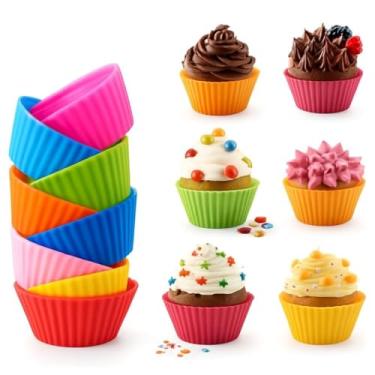 Imagem de KIT Formas de Silicone para Cupcake, Antiaderente, Reutilizável, Compatível com Forno e Air Fryer - Livre de BPA, Forno e Lava Louças - 12 Unidades