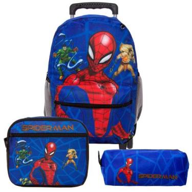 Imagem de Mochila Escolar Homem Aranha Rodinha Kit Lancheira+Estojo - TOYS 2U