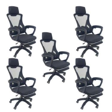 Imagem de Kit 5 Cadeiras de Escritório Presidente Executiva Oficial Supreme Pret