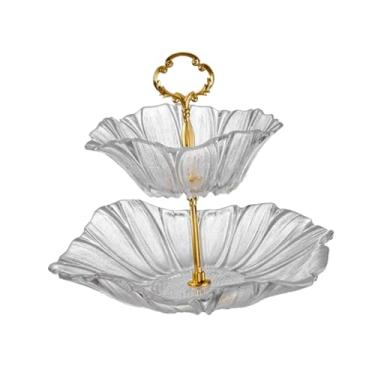 Imagem de Fenteer Suporte para cupcakes de 2 camadas, suporte para doces e sobremesas, prato de frutas, bandeja decorativa multiuso para servir chá, enfeite para festa