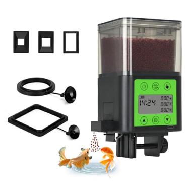 Imagem de Lychee Alimentador automático de peixes – Dispensador de comida para peixes de aquário de grande capacidade recarregável por USB de 320 ml, com dois anéis de alimentação, à prova de umidade