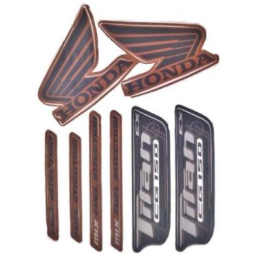 Imagem de Kit Jogo Adesivo Faixa Honda Titan 150 2010 Ex Laranja - JOTAESSE