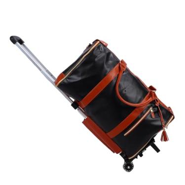 Imagem de Fockety Rolling Saco de Vestuário para Viajar, Sacola de Roupas de Viagem de 40l Bolsa de Armazenamento Com Carrinho e Rodas Destacáveis, Bolsa de Mochila Rolando para Viagem de Negócios (Marrom