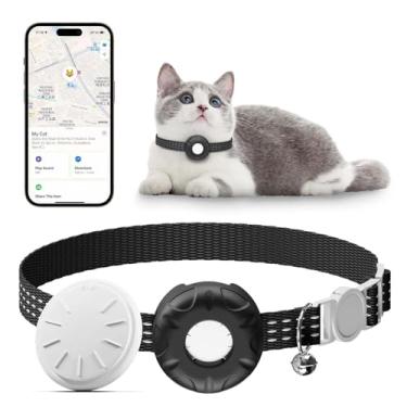 Imagem de Rastreador GPS para gatos, rastreador de animais de estimação à prova d'água para gatos, coleira rastreadora GPS para gatos com fivela elástica de segurança, funciona com qualquer coleira, compatível