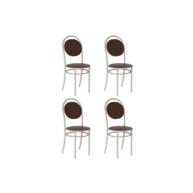 Imagem de Cadeira Sala de Jantar 190 Aço Kit 4 Uni Prata/Courano Cacau - Carraro