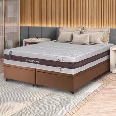 Imagem de Conjunto Box Baú Marrom Mali Bege Molas Ensacadas King 193x203x77 - King House