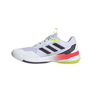 Imagem de adidas Crazyflight 6 Tênis masculino para uso interno, Branco/Aurora Met./Vermelho semi lúcido, 44
