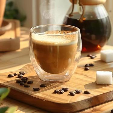 Imagem de KIT c/ 6 Canecas De Café Duplo Isolamento Térmico Vidro 80ML