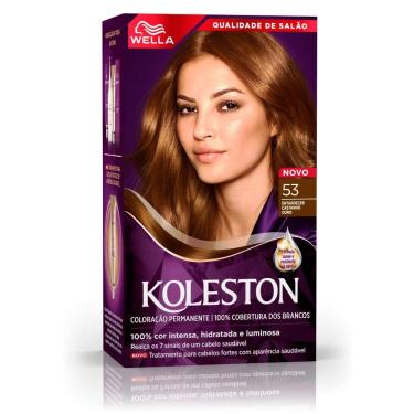 Imagem de Tintura Creme Koleston Wella Noites Iluminadas Castanho Ouro 53 Kit