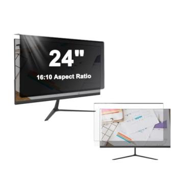 Imagem de LYLSMGS Filtro de tela de privacidade de computador para monitor suspenso de 24 polegadas, painel protetor de tela de luz azul antirreflexo, escudo de privacidade de tela de computador para monitor