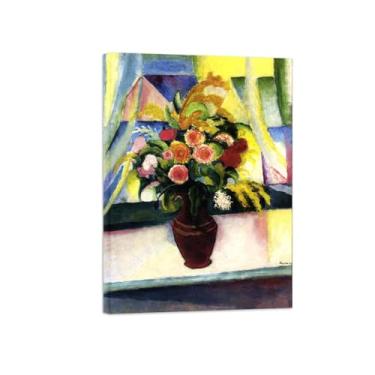 Imagem de Pinturas Famosas em Tela-Quadros Decorativos-Colourful Flowers-Pôster e Impressões para Sala de Estar e Casa 50x70cm20x27in Tela Embrulhada