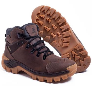 Imagem de Bota Masculina Couro Legítimo Confortável Cano Baixo Trilha Urbana Campo Aberto e Natureza Selvagem-Masculino