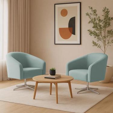 Imagem de Poltrona Decorativa Giratória Cromada Kit 2 Stella Cotelê Int/Veludo M