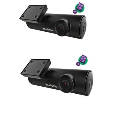Imagem de Kit 2 Câmeras Veiculares Smart Full HD com Cartão de Memória Micro SD 32GB DC3102 Intelbras - Preta 