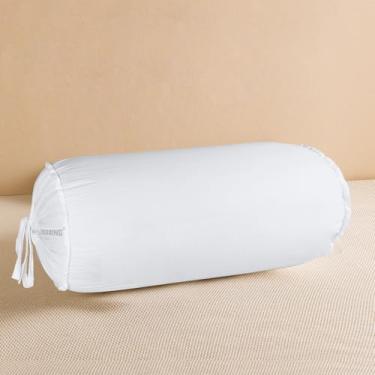 Imagem de SAHARBEDDINGS 2 peças de capa de almofada de pescoço cervical com fronhas reforçadas de algodão para almofada cilíndrica e fecho de cordão fronha de gola redonda (branca, almofada de rolo 16x6 pacote