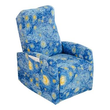 Imagem de Capas para cadeira reclinável com 4 peças de capa reclinável pequena elástica estampada lazyboy capa para cadeira reclinável antiderrapante com bolsos de armazenamento, protetor de móveis para sala de