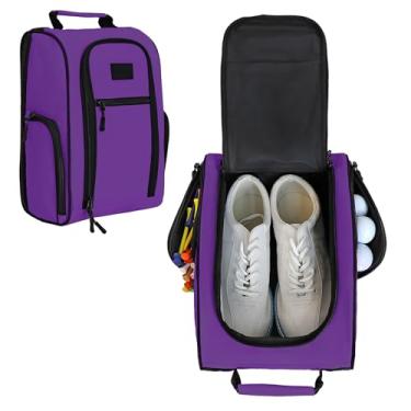 Imagem de Goloni Bolsa Para Sapatos De Golfe Homens E Mulheres, Viagem Acolchoada Com Bolsos Laterais Acessórios, Esportiva Carregar Sapatos, Meias, Bolas Golfe, Design Leve Durável, Roxa