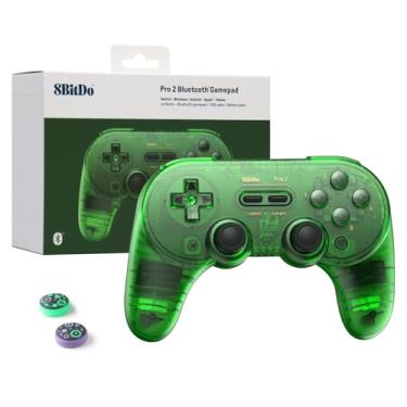 Imagem de 8Bitdo Pro 2 Wireless Bluetooth Controller (Hall Effect Joystick Update) - for Switch/Switch 2 PC Windows Android MacOS Steam Raspberry Pi (Transparent Green)