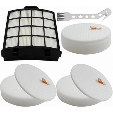 Imagem de Filtro de substituição AZ2002 compatível com aspirador vertical Shark Vertex DuoClean PowerFin AZ2000, AZ2000W, AZ2002. Compare com a peça # XHFAZ2000, XFFKAZ2000 (1 filtro HEPA + 3 filtros de espuma e feltro)