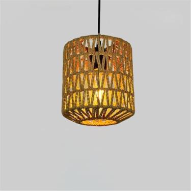 Imagem de OUFULA Industrial Estilo Retro Corda De Cânhamo Pendente Lâmpada Personalidade Criativa Internet Bar Café Restaurante Quarto Roupa Loja Balcão Bar Candelabro (Q D20CM)