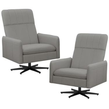 Imagem de Kit 2 Poltronas Decorativa Giratória Retrátil Reclinável Lutor L06 Cou
