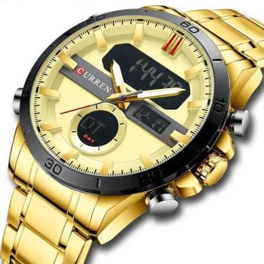 Imagem de Relógio Masculino Curren 8384 Analógico Digital Casual Luxo, Dourado