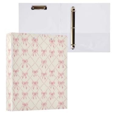 Imagem de Fichário xadrez losango rosa com 3 anéis de 3 cm, 1 pacote com 200 folhas para crianças, material escolar, mulheres e homens, escritório