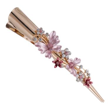 Imagem de KALLORY Presilhas de cabelo estilo jacaré retrô com flores para cabelo, presilhas de metal com strass para mulheres, acessórios de de cabelo, rosa
