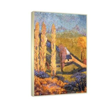 Imagem de RYLJCZ Reprodução de pinturas a óleo Paul Sérusier - Cenário de outono - Impressão de arte de paisagem vintage - Arte de parede em tela para decorações de casa e escritório 40 x 64 cm (15,8 x 25,1 pol