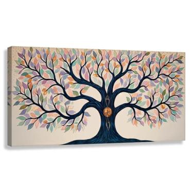 Imagem de Árvore da Vida Arte de Parede Impressão em Tela Harmonia da Vida Decoração Fotos Pintura Folhas Multicoloridas Natureza Harmonia 60x30cmx1