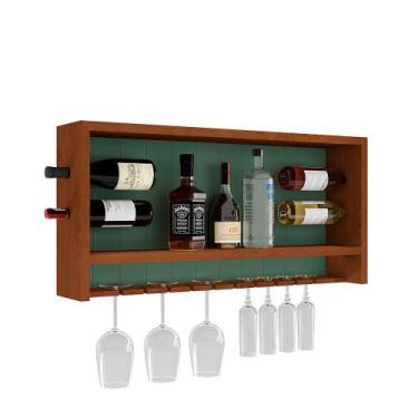 Imagem de Bar Adega de Vinho de Parede em Madeira com Porta-Taças - 6030 - Meyer