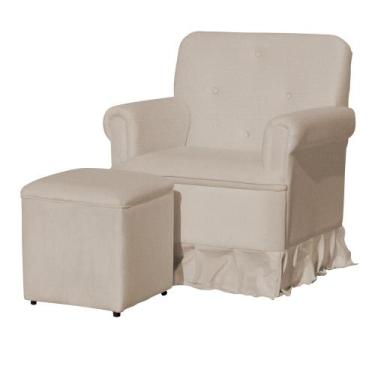 Imagem de Poltrona Amamentação Balanço Para Quarto Com Puff Laura Suede - Estopa