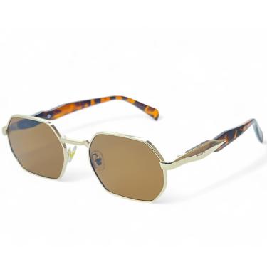 Imagem de ÓCULOS DE SOL SOLON GLASSES METAL DOURADO COM ONÇA ESTILOSO PROTEÇÃO UV400 + CASE RIGIDA + FLANELA + LIMPA LENTES
