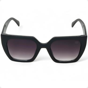 Imagem de Óculos De Sol Ilha Grande Preto Brilhante Solon Glasses Referencia Lente Degrade Solar Protecao Uv+ Casual Moda Blogueirinha Luxo Blox Modelo Paty + Case Rigida + Flanela + Limpa Lentes 25ml