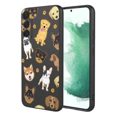 Imagem de HTXWXJC Capa de celular para Galaxy S22, capa para Samsung S22 SM-S908U, à prova de choque, flexível, amortecedora, capa macia de TPU com estampa de cachorro para Samsung Galaxy S22, cachorro preto
