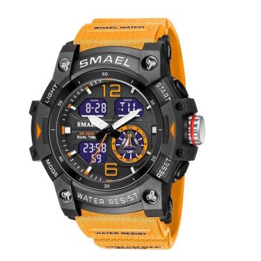 Imagem de Relógio Masculino Smael Anadigi 8007 Laranja E Preto